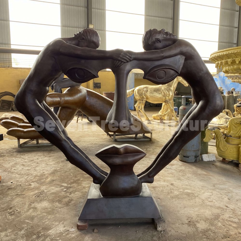 Abstract Bronze Face Sculpture For Sale