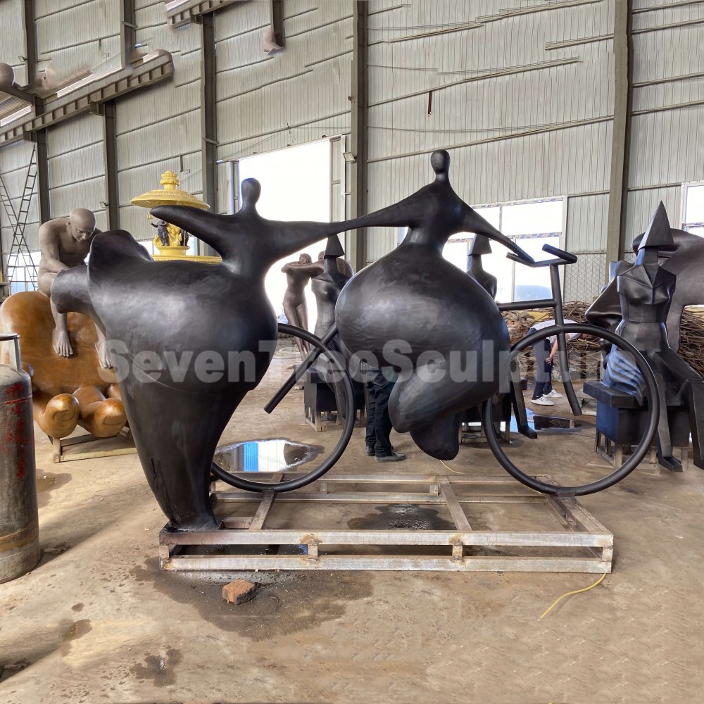 Abstract Bronze Dancing Fat Lady Sculpture For Sale