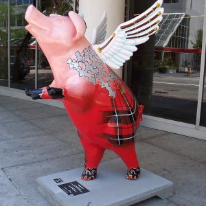 Fiberglass Flying Pig Statue For Sale