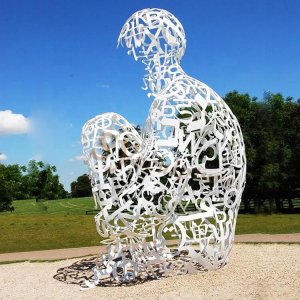 Abstract Stainless Steel Letter Wire Human Sculpture For Sale