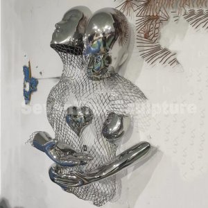 Abstract Love Design Stainless Steel Man Body Sculpture For Sale