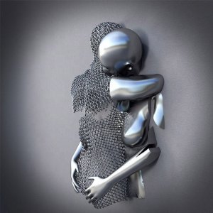 Stainless Steel Couple Hugging Statue For Sale