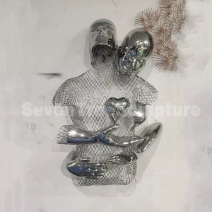 3d Love Stainless Steel Wall Sculpture For Sale