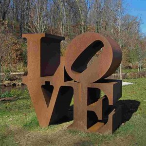 Outdoor Weathering Steel Sculpture Love For Sale