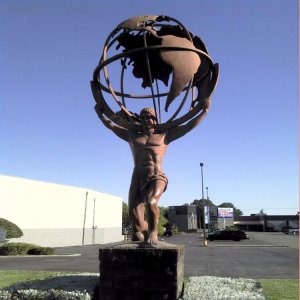 Greek Atlas Bronze Man Carrying World On Shoulders Sculpture For Sale