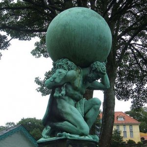 Atlas Titan Bronze Man Holding Globe Statue For Sale