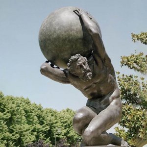 Bronze Atlas Holding The World Sculpture For Sale