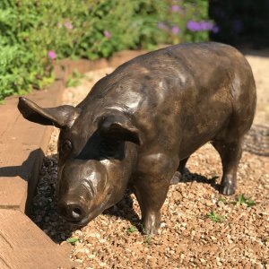 Bronze Large Metal Pig Sculpture For Sale