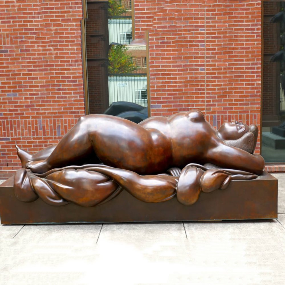 Bronze Botero Reclining Fat Lady Sculpture For Sale - Image 3