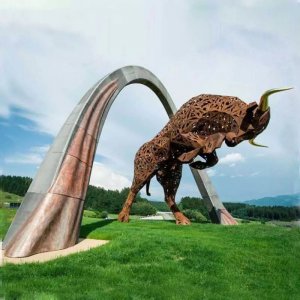 Giant Weathered Stainless Steel Sculpture For Sale