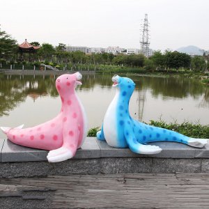 Factory Supply Fiberglass Sea Lion Sculpture