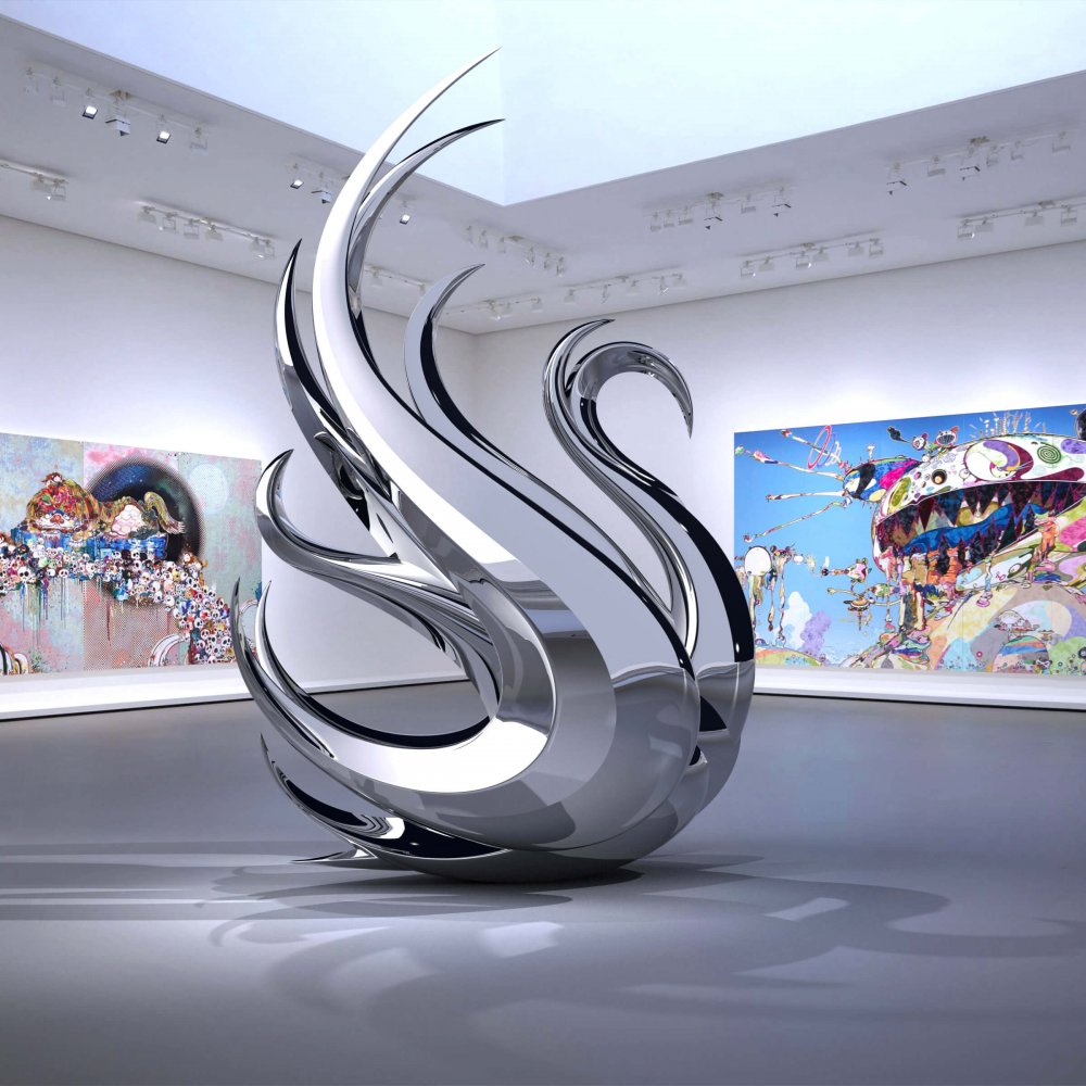 Stainless Steel Swan Sculpture For Sale