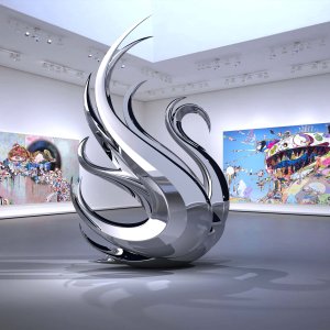 Stainless Steel Swan Sculpture For Sale