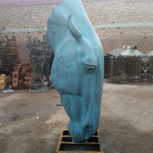 Large Bronze Still Water Horse Head Statue For Sale