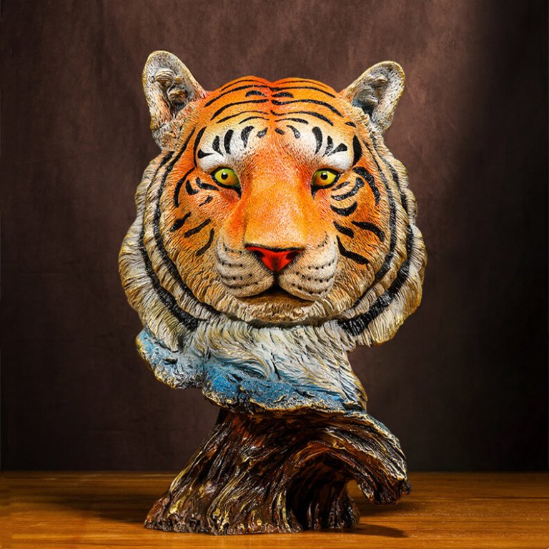Fiberglass Tiger Head Sculpture For Sale SevenTreeSculpture