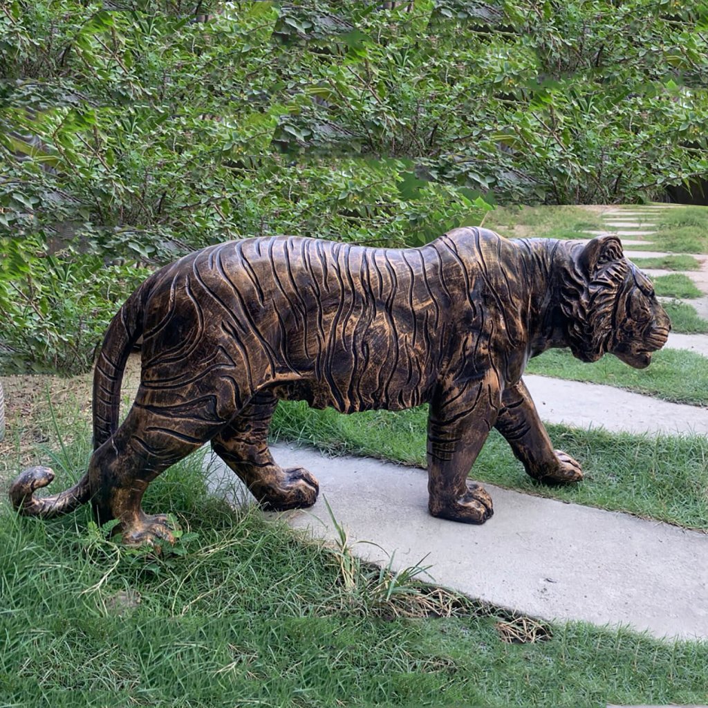 Standing Brass Tiger Sculpture For Sale SevenTreeSculpture
