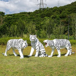 Life Size Fiberglass White Tiger Statue For Sale
