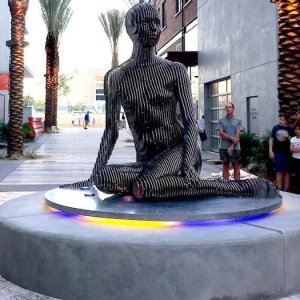 Sitting Stainless Steel Disappear Sculpture For Sale