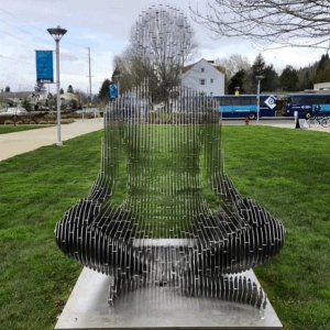 Stainless Steel  Abstract Figure Disappearing Sculpture For Sale