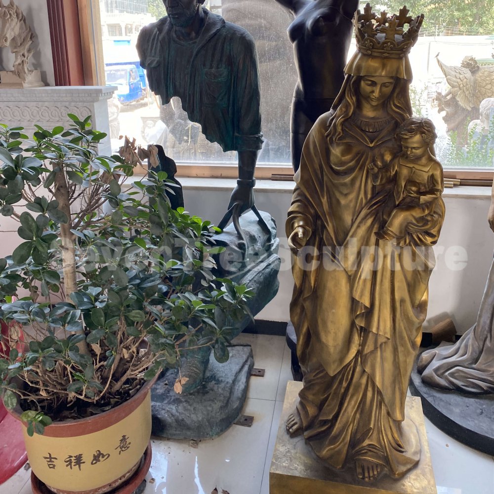 Bronze Virgin Mary Statue For Sale - Image 4