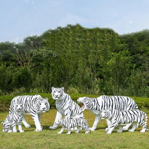 Fiberglass White Tiger Sculpture For Garden