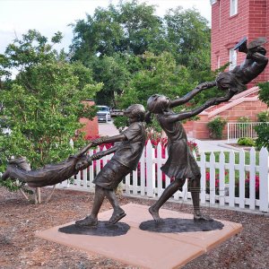 Bronze Children'S Playing Games Statue For Sale