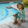Bronze Boy Fishing Fountain Sculpture For Sale - Image 2