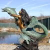 Garden Bronze Dolphin Fountain Statue For Sale - Image 3