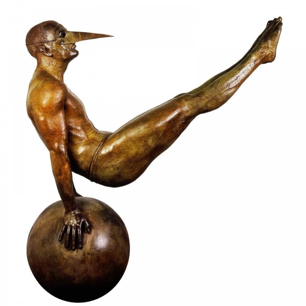 Bronze Nude Male Yoga Man Figure Sculpture Sport Statue For Sale - Image 2