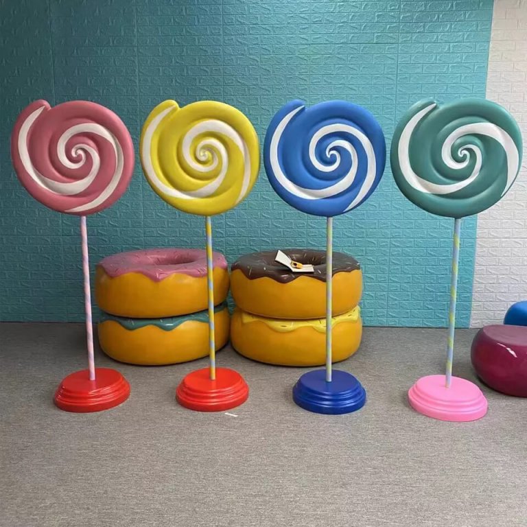 Fiberglass Candy Sculpture Lollipop Art Sculpture For Sale