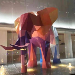 Large Fiberglass Geometric Elephant Sculpture For Sale