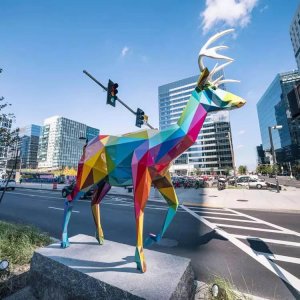 Garden Animal Statue Fiberglass Geometry Deer Sculpture For Sale