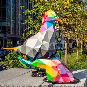 Fiberglass Abstract Geometric Bird Sculpture For Sale