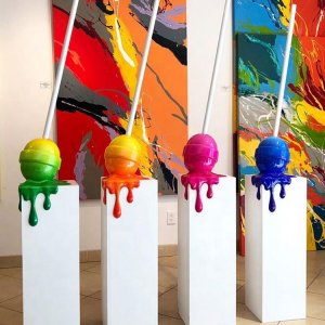 Candy Statues Fiberglass Melted Lollipop Sculpture For Sale