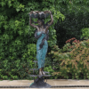 Bronze Holding Flowers Lady Fountain Sculpture For Sale - Image 3