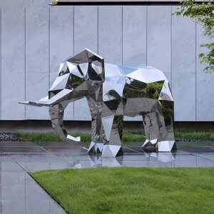 Geometric Stainless Steel Elephant Sculpture For Sale
