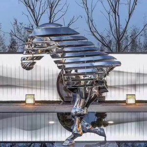 Large Stainless Steel Animal Horse Head Disappearing Sculpture For Sale