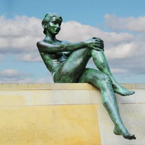 Garden Bronze Sexy Naked Girl Human Figure Sculpture For Sale