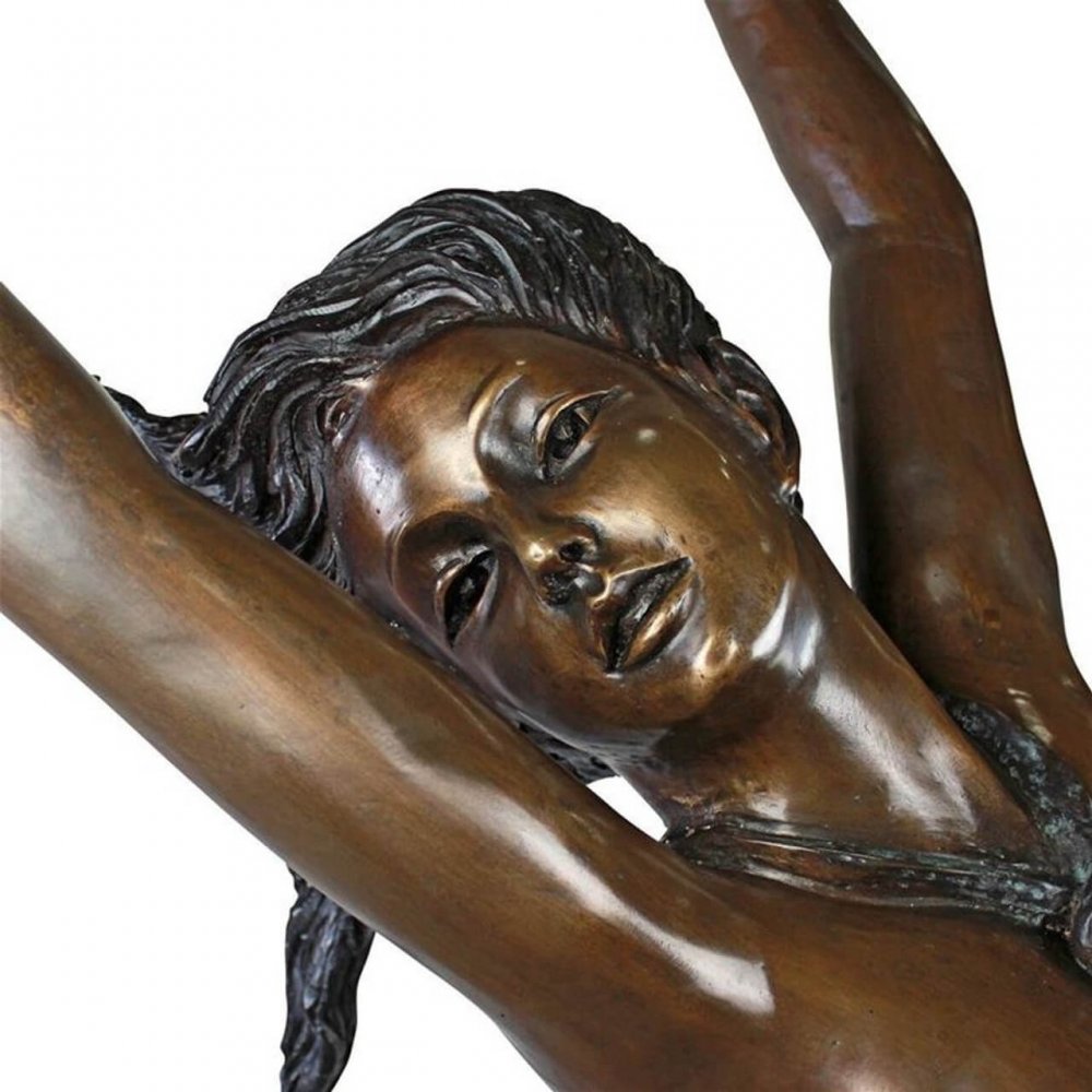 Nymph Dancing on Lilies Cast Bronze Garden Statue For Sale - Image 3