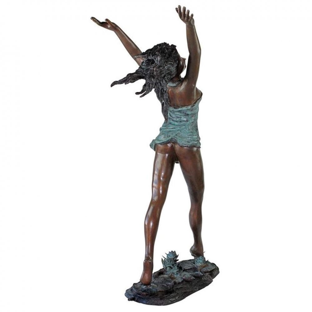 Nymph Dancing on Lilies Cast Bronze Garden Statue For Sale - Image 2