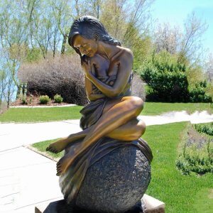 Garden Sitting Sexy Nude Girl Bronze Statue For Sale