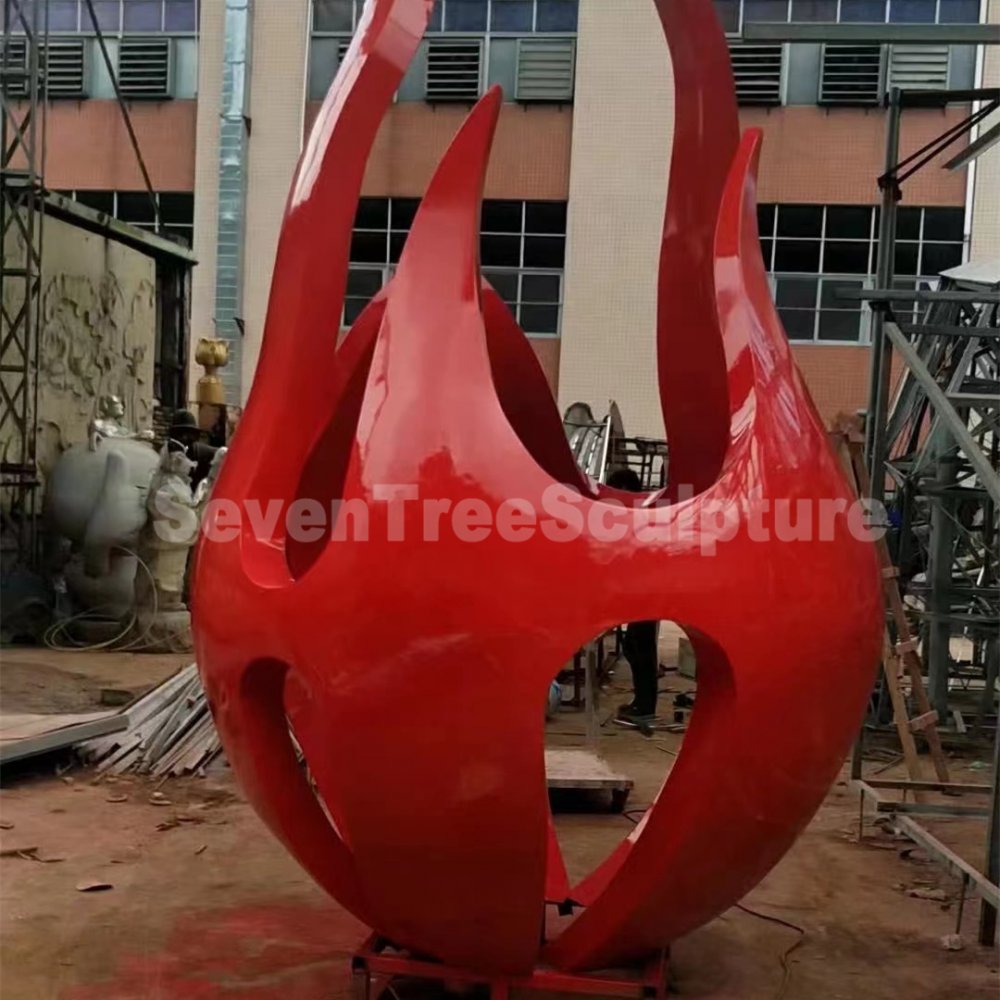 Abstract Statue Stainless Steel Fire Sculpture For Sale - Image 3