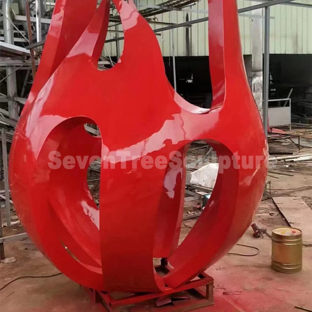 Abstract Statue Stainless Steel Fire Sculpture For Sale - Image 2