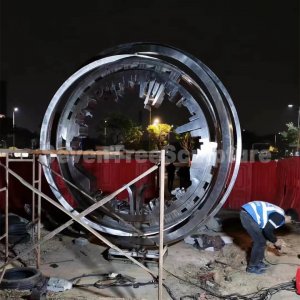 Stainless Steel Gear Sculpture For Sale