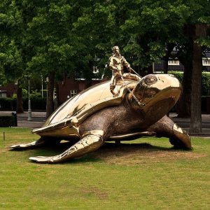 Stainless Steel Garden Turtle Sculpture For Sale