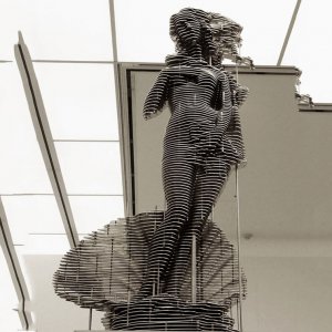 Stainless Steel Metal Girl Sliced Sculpture For Sale