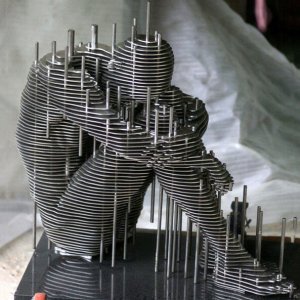 Stainless Steel Metal Man Sliced Sculpture For Sale