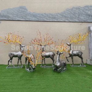 Stainless Steel Hollow Deer Statue For Sale