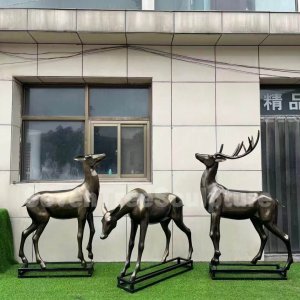 Stainless Steel Deer Garden Statue For Sale