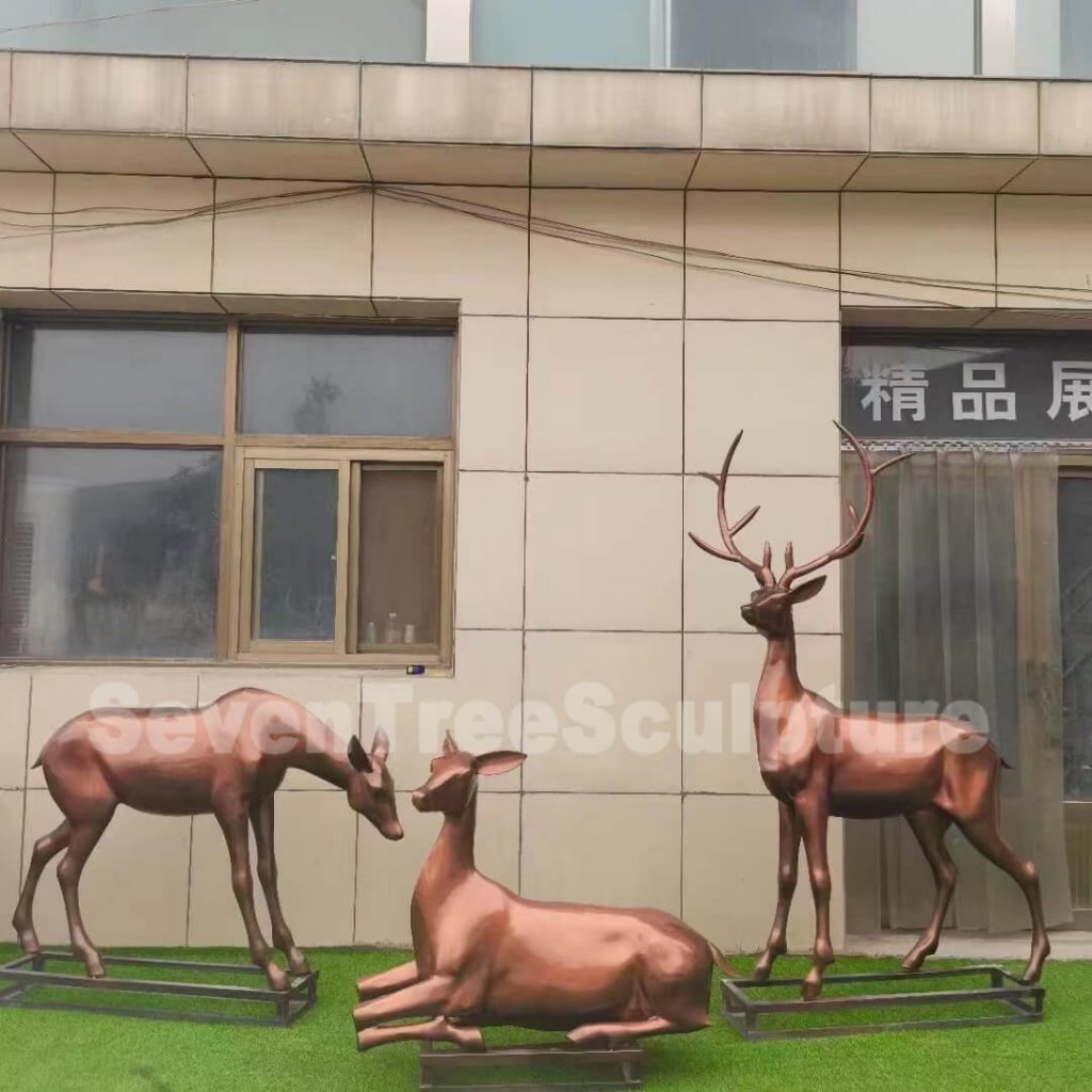 Stainless Steel Metal Deer Statues For Sale SevenTreeSculpture